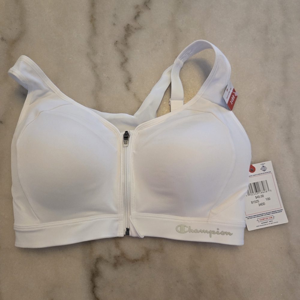 Champion Women's Zip-Front White Sports Bra